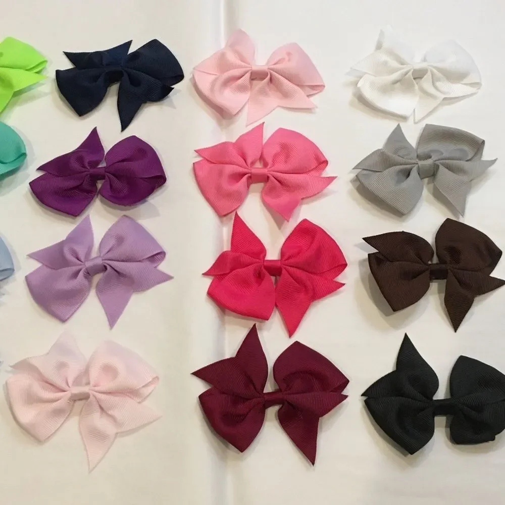 20 Rainbow Color 3.5 inch Grosgrain Hair Bows With Alligator Clip